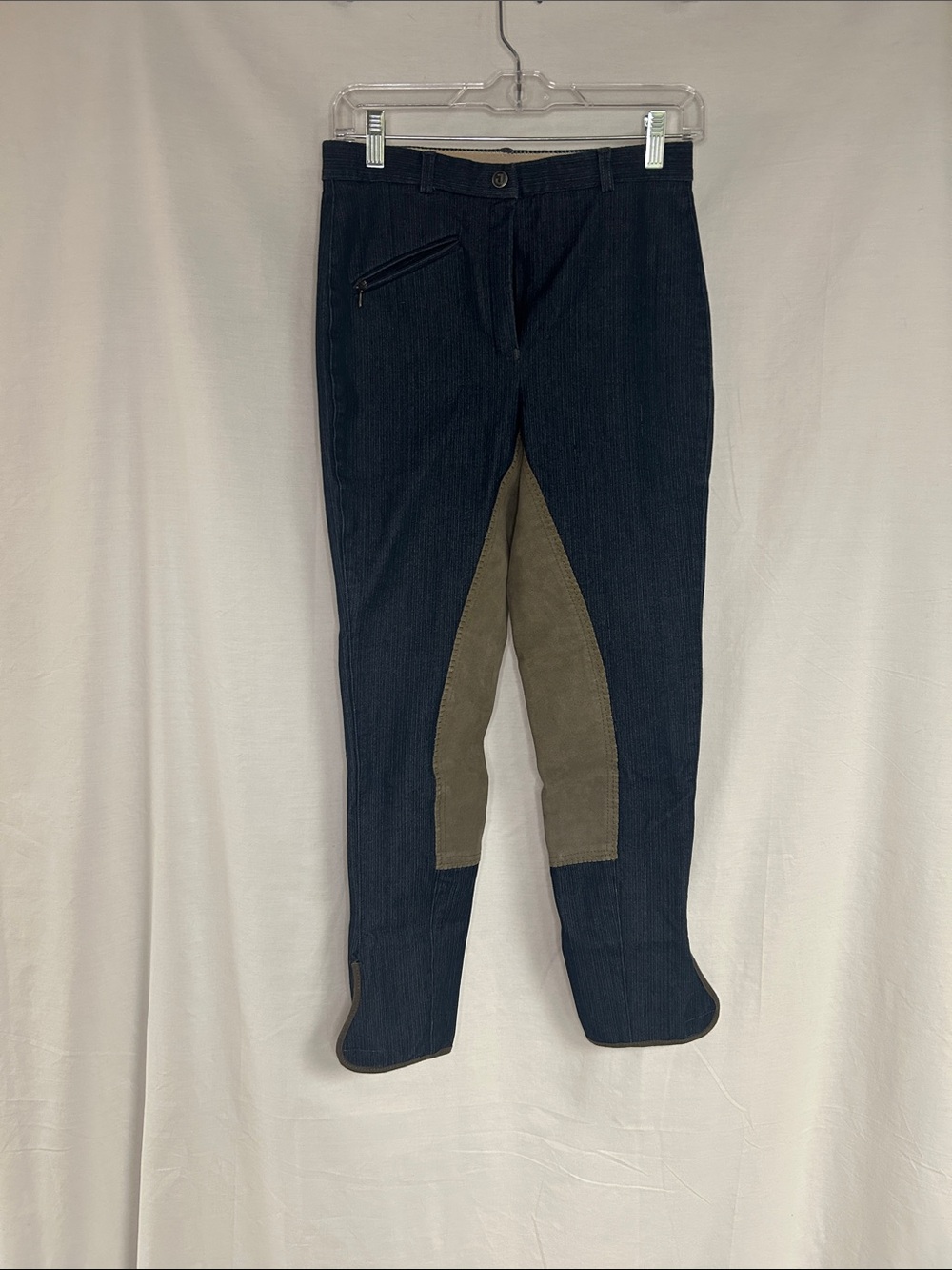 Women’s Navy Riding Breeches with Olive Knee Patch